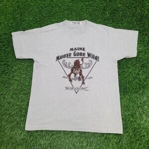 Vintage Y2K Funny Moose Shirt Large 21x27 Maine
